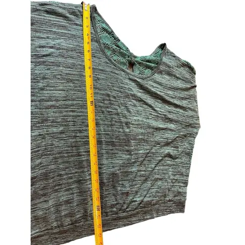 belle du jour Green Jersey Knit All Crochet Back 3x 3/4 Sleeve Top