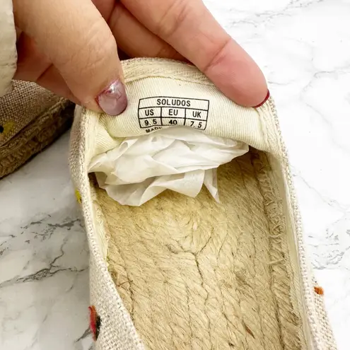 Soludos Women's Embroidered Swimmer Beach Scene Espadrille Flats Size 9.5