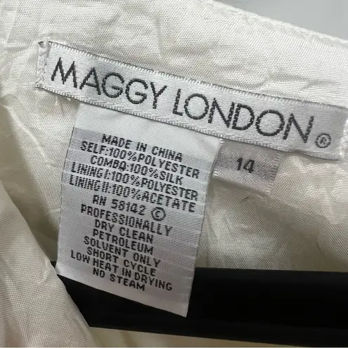 Maggy London lace beaded cocktail dress in light cream color size 14