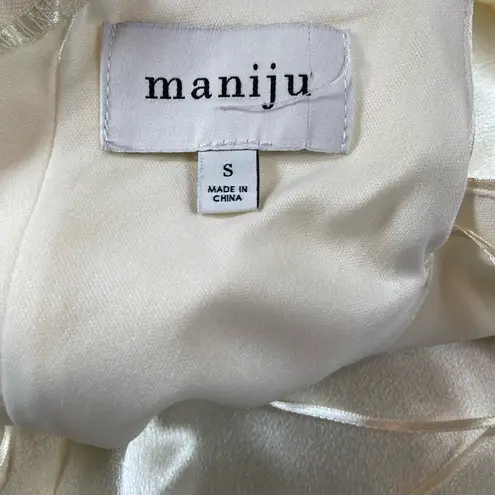 Maniju Manifu Sleek Satin Maxi Dress in Cream Size Small