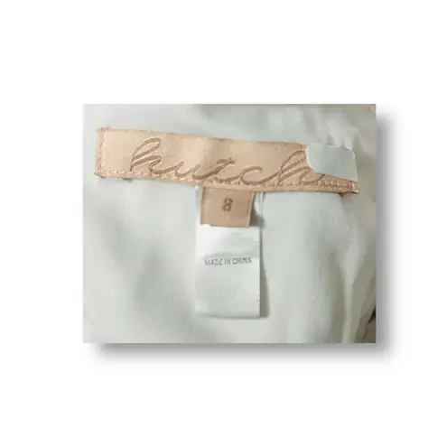 Hutch Anthropologie 8 White Floral Mini Dress Crossback Milkmaid Cottagecore