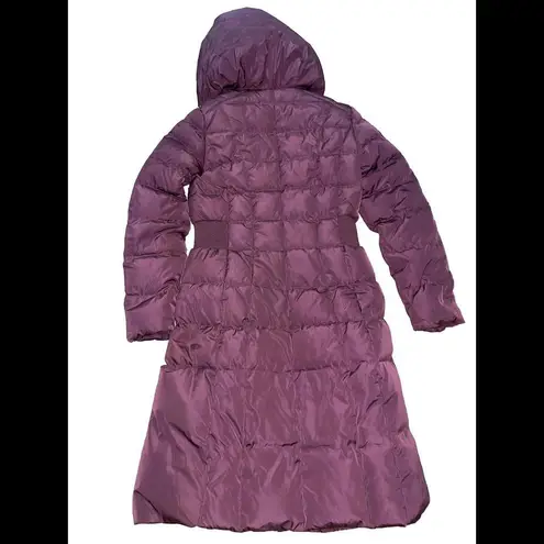 Cole Haan  Signature Hooded Down‎ & Feather Long Puffer Jacket Coat Purple Size S