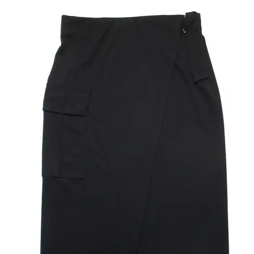 NWT Polo Ralph Lauren Cargo Wrap Midi in Black Straight Skirt M $198 Size M