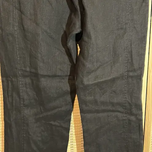 Whitewash Black 100% Linen Dressy Pants Slacks Size 8 Natural Fibers
