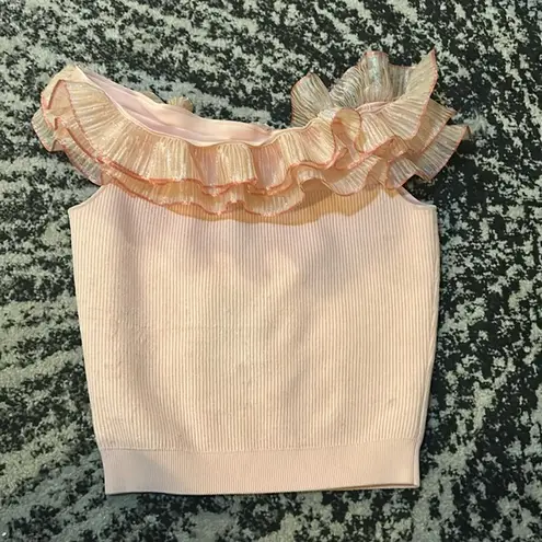 Alexander McQueen Tint Pink Off Shoulder Top Size S