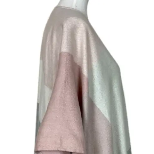 Woolrich Cozy Blanket Scarf Wrap Open Front Cream Pink Plaid Women One Size