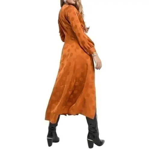 Capulet Women’s Size XS Rust Burnt Orange Evelyn Deep V Polka Dot Dress