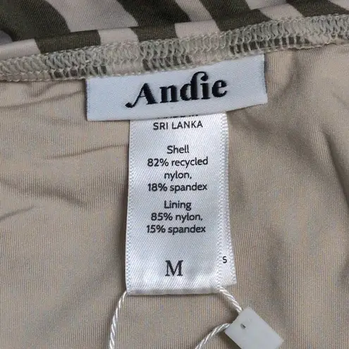 ANDIE Tulum One Piece Swim Bias Stripe Olive Crisscross Beach Pool Swim M New
