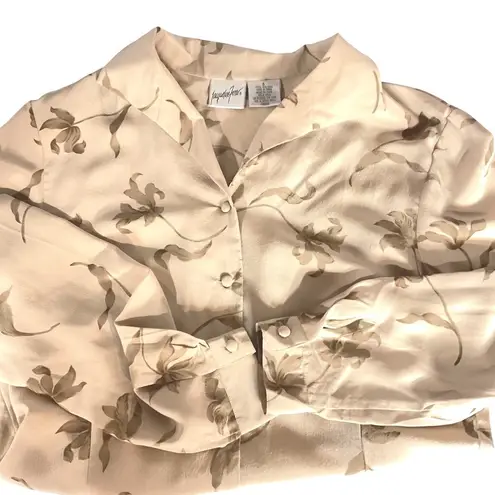 Jacqueline Ferrar Floral Collared Long Sleeve Silk Button Up Blouse Size 6 NWT