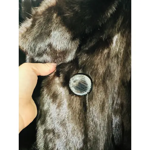 Revillon Paris Brown Black Vintage 70s Genuine Mink Fur Full Length Coat Size L