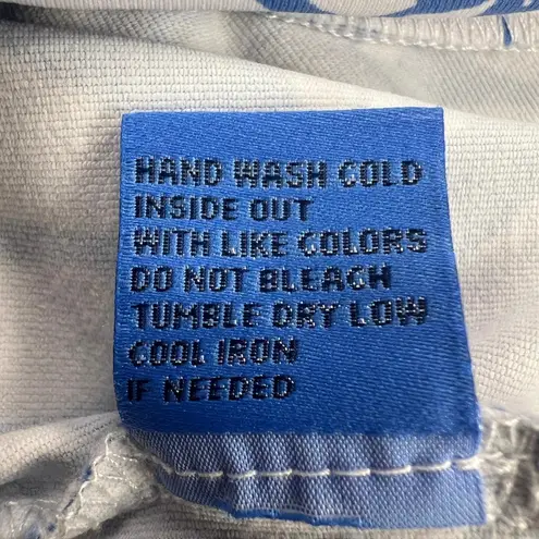 J. McLaughlin Newport Capri Pants Blue White Tropical Monstera Size M