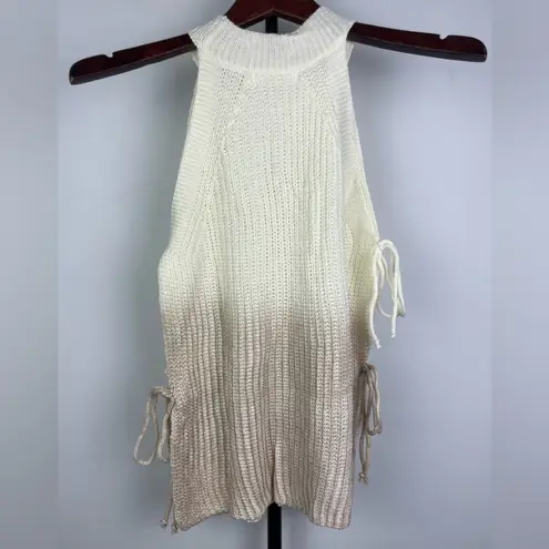 Amaryllis White Tan Dip Dyed Sandpiper Ombré Knit Tank Top Size XS