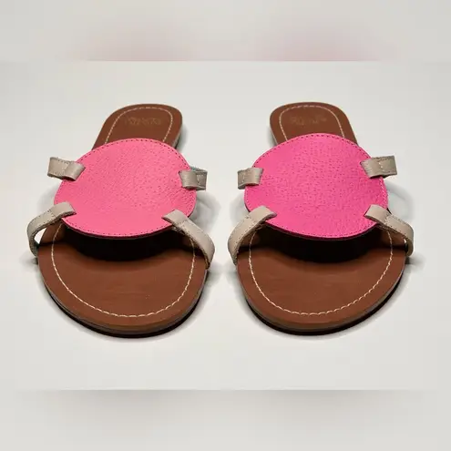 Frances Valentine Pink Chalk White Circle Slide Sandals Flat Shoes Size 8