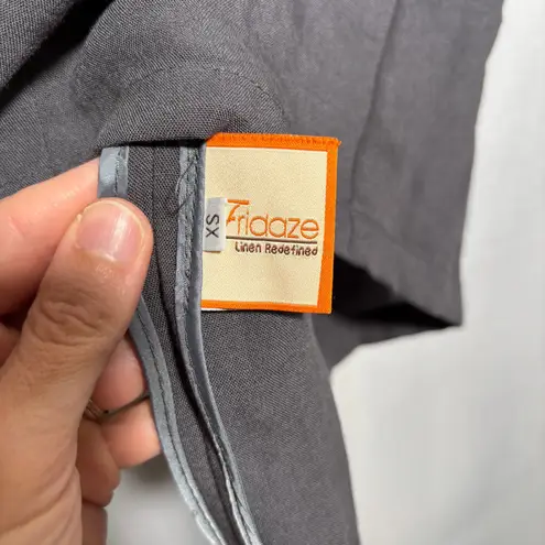 Fridaze Linen Redefined Button Front Jacket Gray XS Mother of Pearl Lagenlook