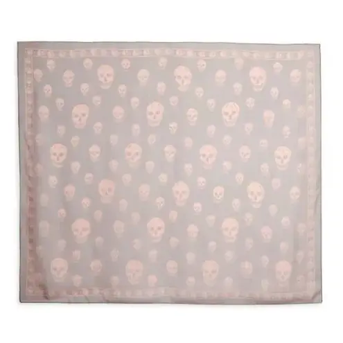 Alexander McQueen COPY - Rare sold out  Muted Skull Silk Chiffon Scarf Gray/Pink