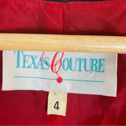 Vintage Texas Couture black button front midi dress rose embroidery. Size 4