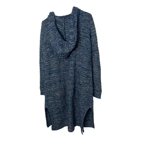 Mystree Mystic Threads Blue Knit Hooded Long Cardigan Sweater Pockets Size M