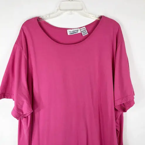 All American Comfort Plus Size 4X Top Pink Short Sleeve Scoop Neck Cotton 1465
