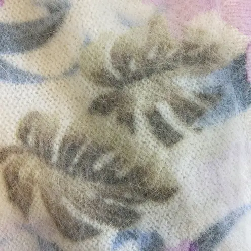 Lee Sands Women’s Orchid and Monstera Print Angora Cardigan Sweater Size 1X NWOT