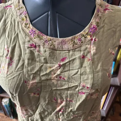 April Cornell vintage embroidered floral jumper dress Green Size L