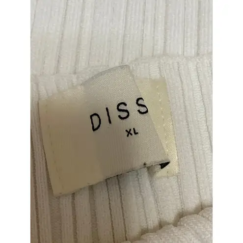 DISSH Women's White Sleeveless Ribbed Knit Boat Neck Cropped Tank Top Size XL