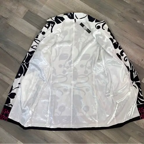 T Tahari Tokyo Rose Calypso Floral Trench Coat Black White Pink Small - Image 10