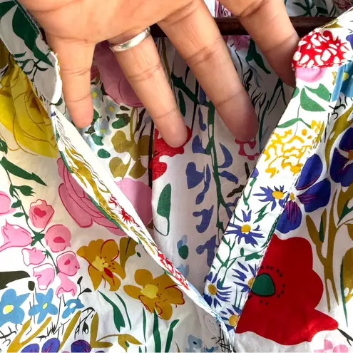 AVARA Womens Shirt Blouse White Multicolor Floral 3/4 Sleeve Size Large