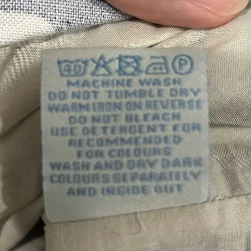 Boden Blue Circle Print Pencil Skirt 8 Long 8L Cotton Linen Classic Preppy