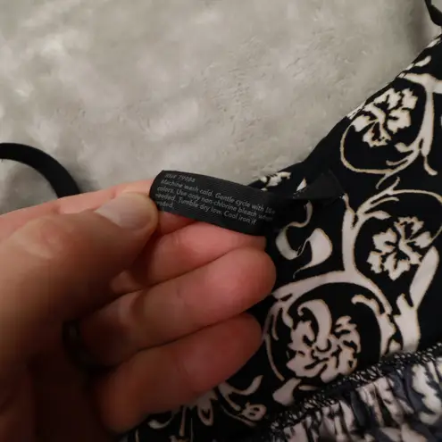 Soma Black White Floral Night Gown Chemise Adjustable Straps Women's Small