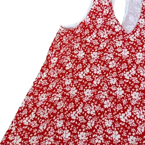 Lulus  Red White Floral Print Shift Dress Flowy Keyhole Back Size Medium NWT