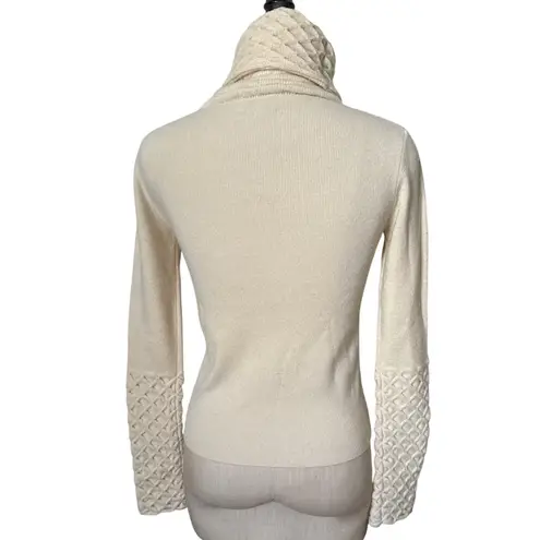 Temperley London Honeycomb Turtleneck Sweater in Cream 100% Wool Size Small