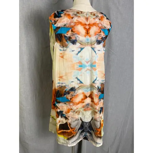 Âme Sœur Berlin Handmade Abstract Silk Blend Tunic Dress 10 Artwear Germany Orange Size 6