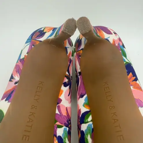 Kelly & Katie Floral Flower 3 inch Mid High Heels Heel Shoes Multi-color Size 6M