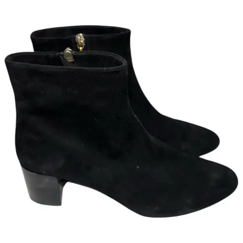 Calvin Klein Womens Size 41 10 Black Suede Lucite Block Heel Ankle Booties Boots