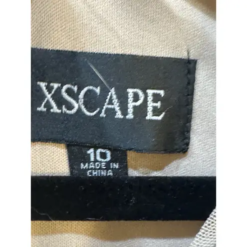 XScape All Over Sequinned V-Neck Gown Nude Blush Size 10 Long Sleeve 4683X