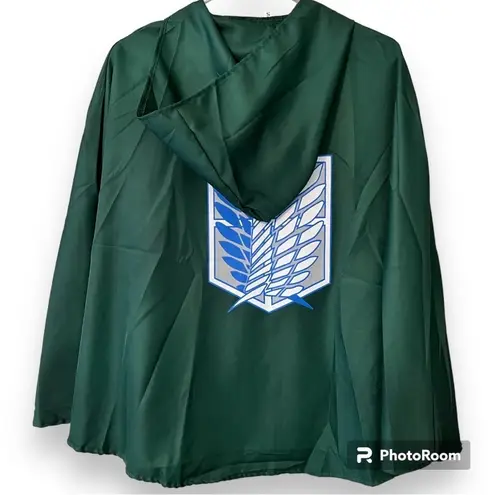 ATTACK ON TITAN small green hooded cape one button closure see flaw in pic - Image 8