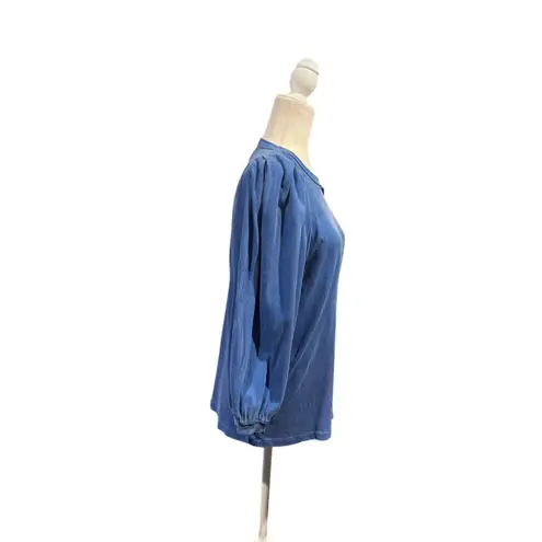 The Great . Blue Cotton Puff Sleeve Top Size 0 (US 0-2)