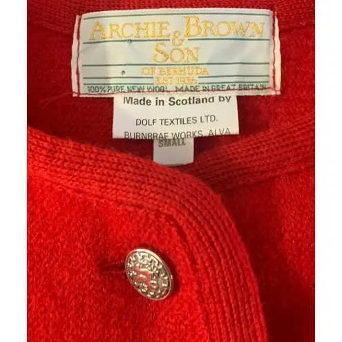 Bermuda Womens Archie Brown & Son Of  Red 100% Pure New Wool Sweater Jacket S