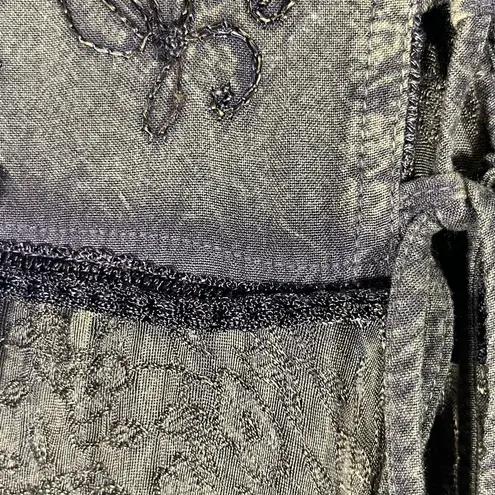 VTG JUST CRUISING BOHO HIPPIE EMBROIDERED WOMEN MIDI DRESS CORSET TIE M BROWN Size M