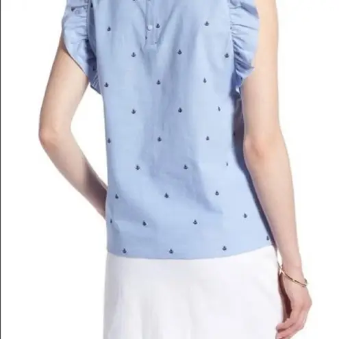 1901 Nordstrom Light Blue Sleeveless Anchor Top Blouse Size S