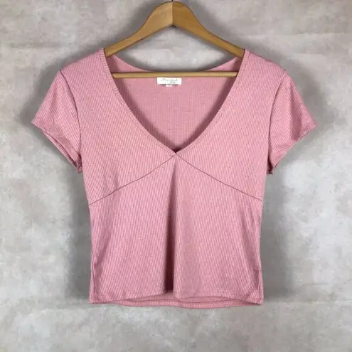 Ultra Flirt Coral V-neck Crop Top NEW Size LARGE