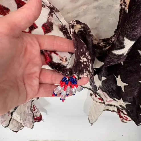 Gina Burns Design Cross & Stars Western Vest Duster Lightweight One Size Red Size undefined