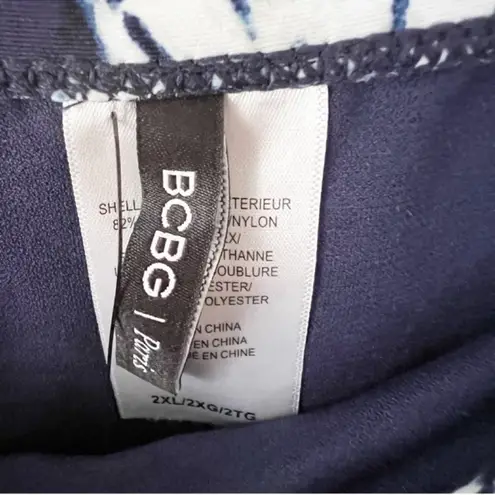 BCBG Paris Blue Tie Dye Floral Adjustable Cinched Side Swim Bottom Sz XXL NEW