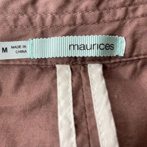 Maurices Women's Brown Jacket Ruched 3/4 Sleeve Pockets Boho Grunge Y2K M