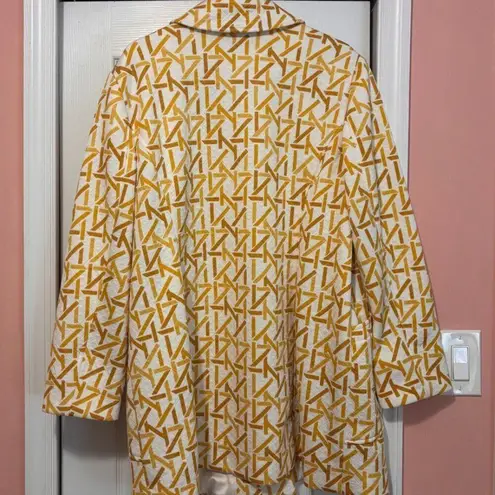 Dennis Basso Womens Jacquard Knit Button-Front Quilted Jacket - Gold/White (22W)