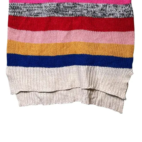 Love by Marcy Sweater Womens Small Multicolor Stripe Crewneck Pullover Tunic Pink