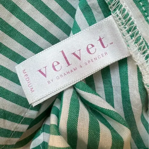 VELVET BY GRAHAM & SPENCER JAYEL COTTON STRIPE WRAP DRESS Green Size M