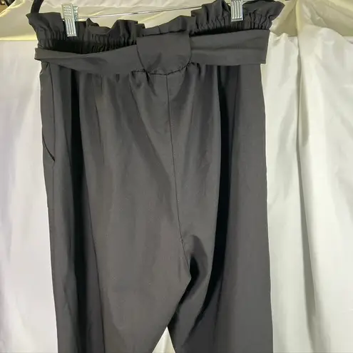 Grace Karin Grace Karin Black Paper Bag Waist Pants Tie Belt 3XL Plus Size Trousers Pockets