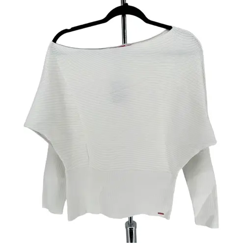 n:philanthropy White Ribbed Off Shoulder Long Sleeve Sweater NWT size Large