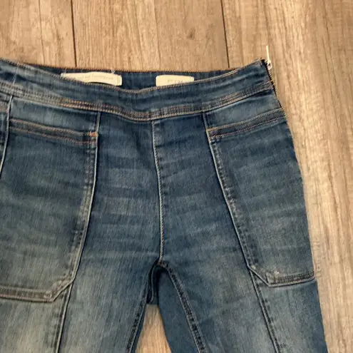 Pilcro and the Letterpress Pilcro Flare Leg Jeans Patchwork Pockets High Rise Denim Size 26